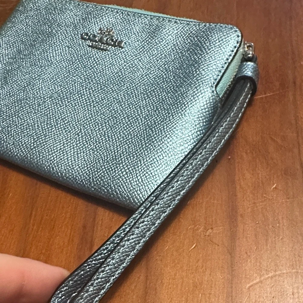 Coach Metallic Blue Wristlet